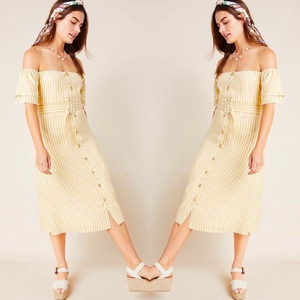 Anthropologie first‎ Monday dress linen summer yellow